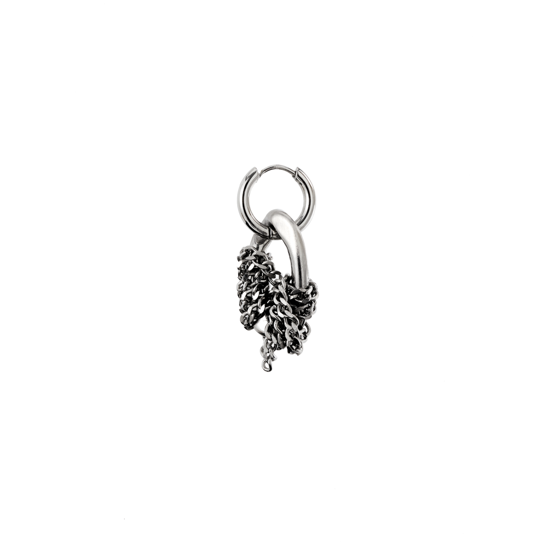 HOOP EARRING WITH KNOTTED SMALL CHAIN