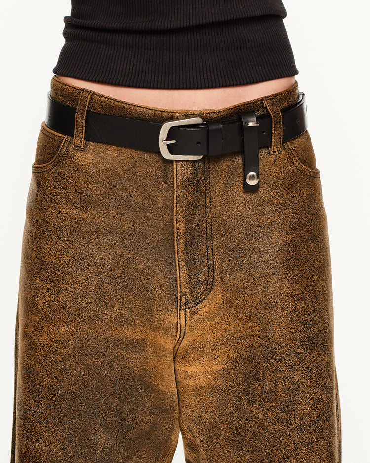 Matte Buckle Leather Belt