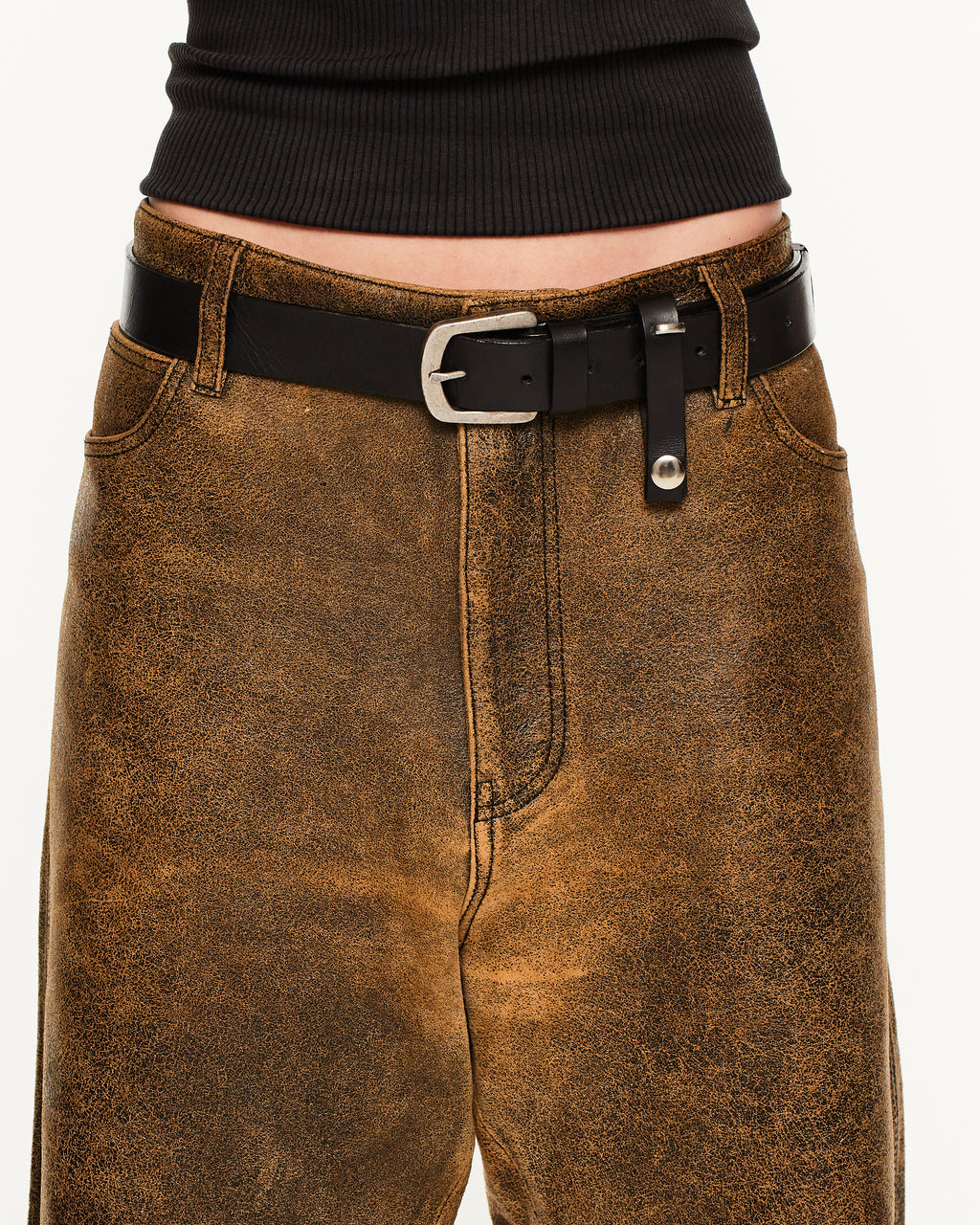 Matte Buckle Leather Belt