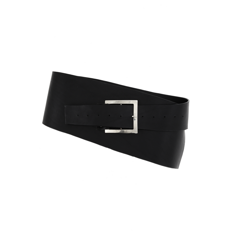 BLACK LEATHER BELT SKIRT