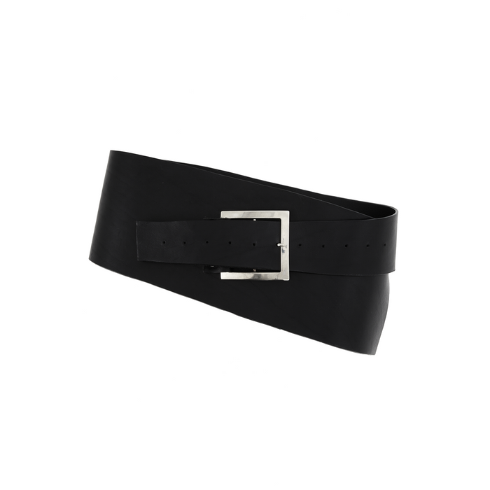 BLACK LEATHER BELT SKIRT