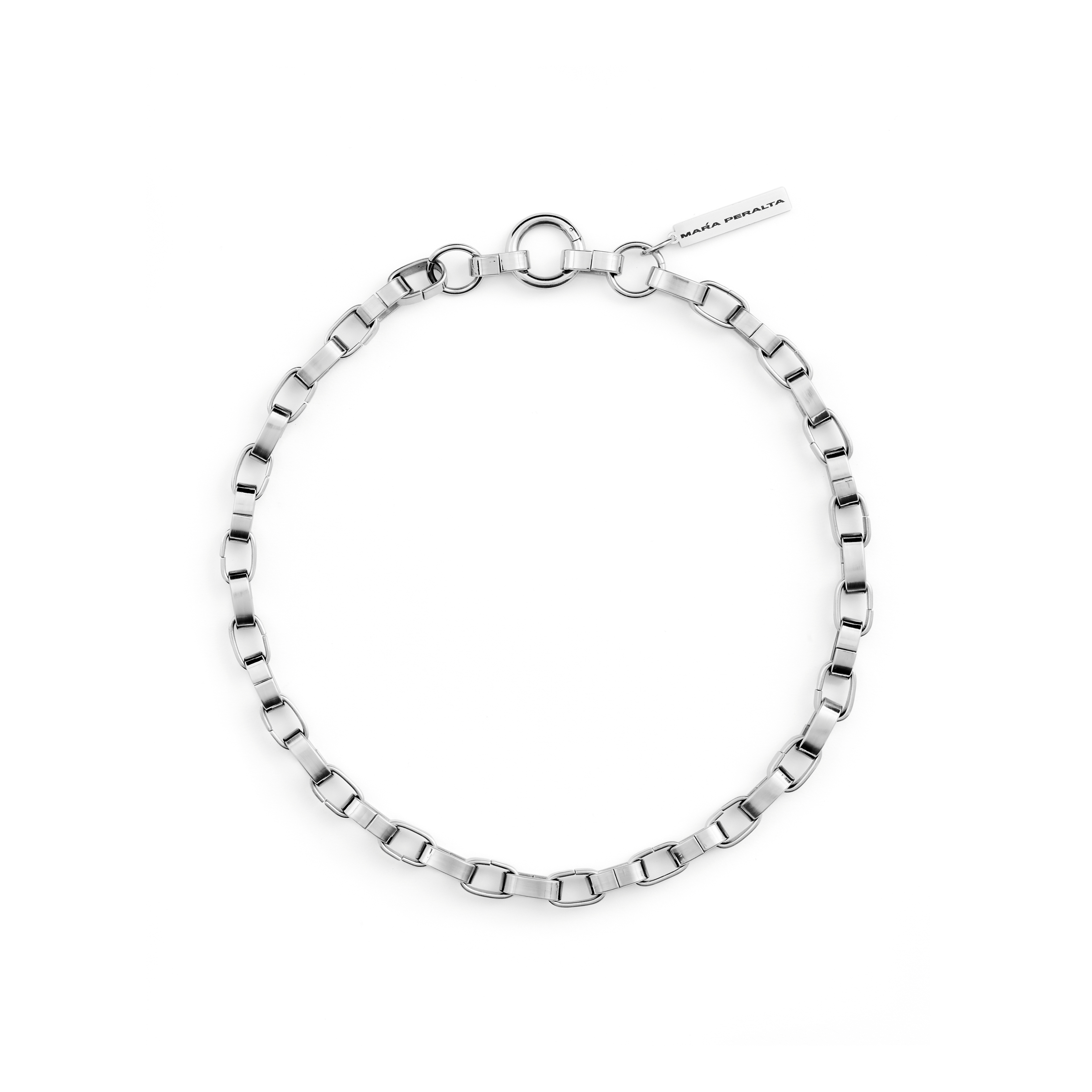 Steel Cylinder Link Necklace |Steel Link Necklace|Maŕa Peralta Studio