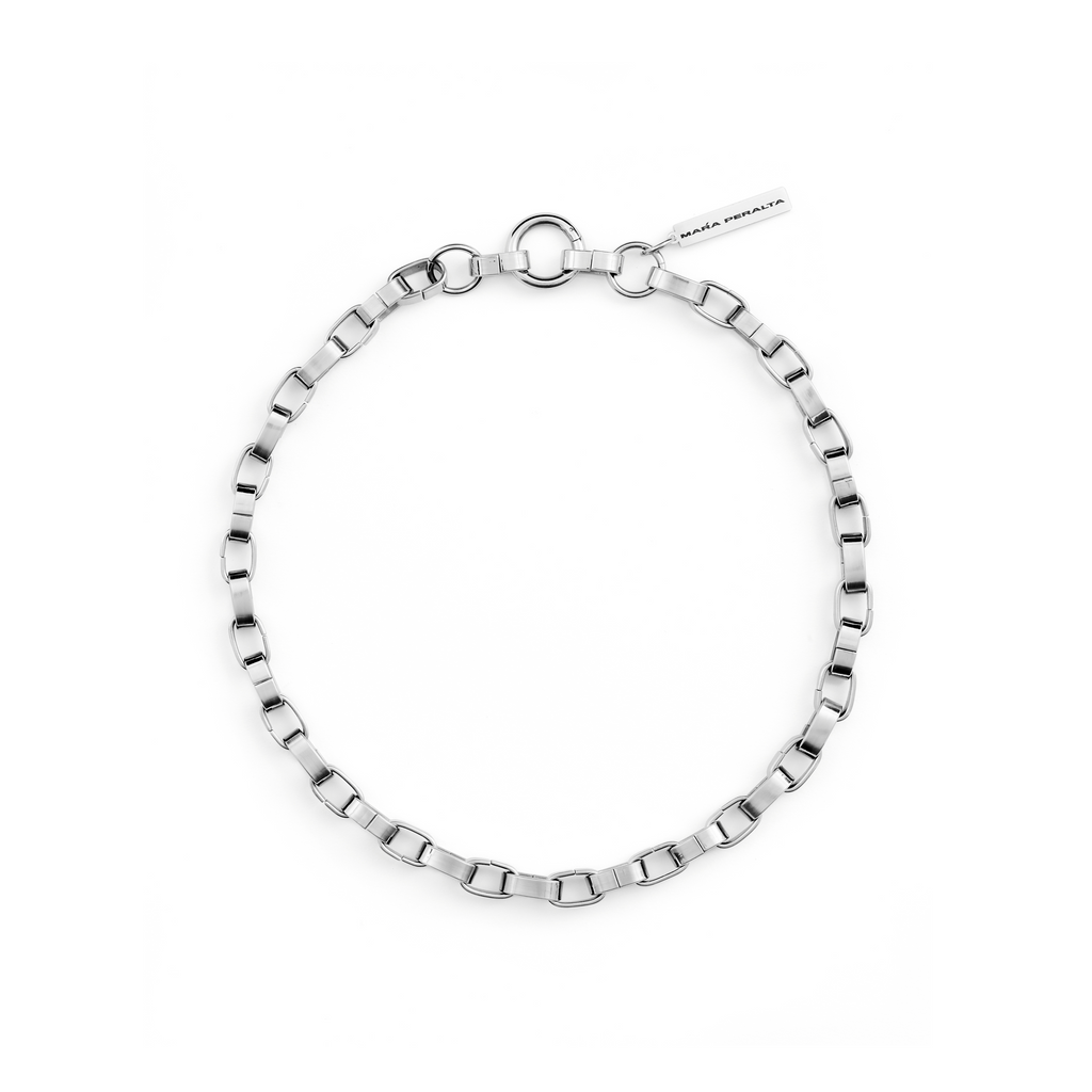 Steel Cylinder Link Necklace |Steel Link Necklace|Maŕa Peralta Studio