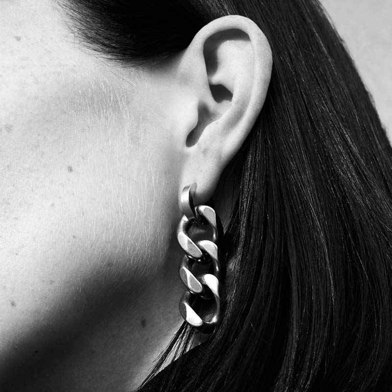 Silver Chain Link Earrings | Chain Link Earrings |Maŕa Peralta Studio