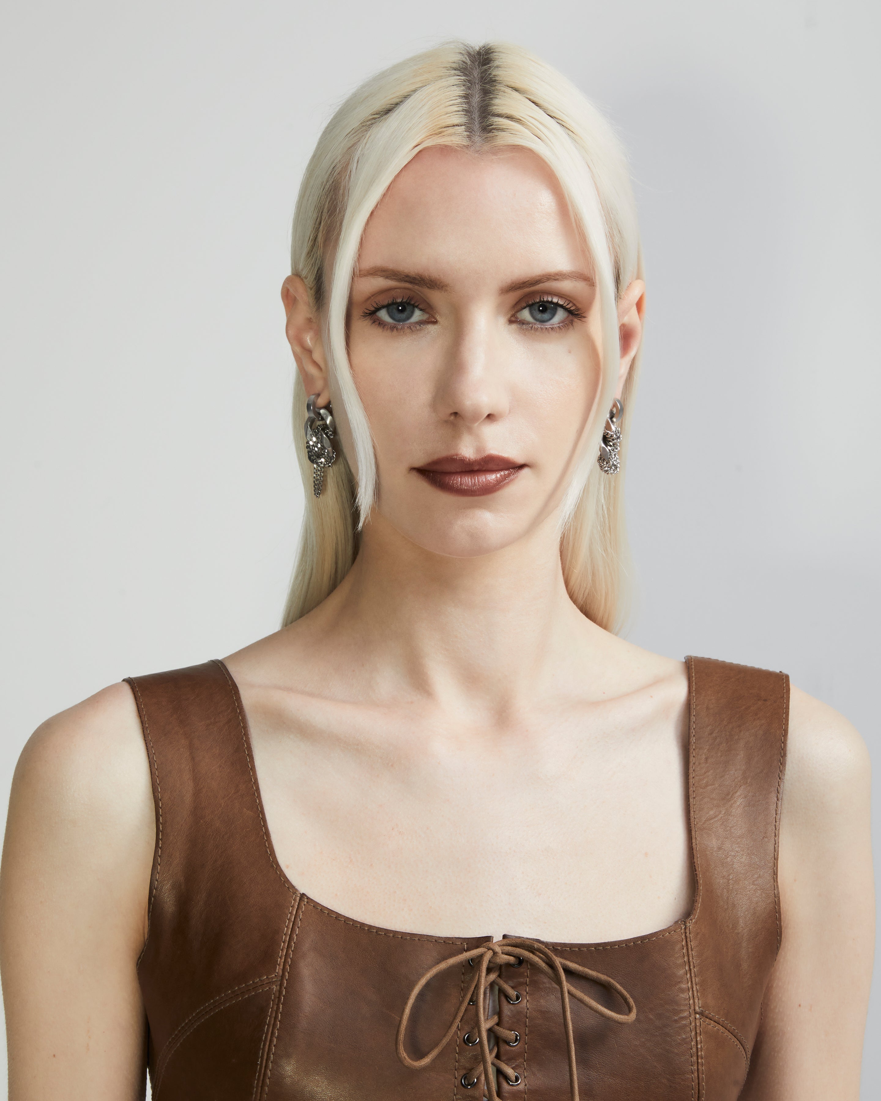 Silver Curb Earring | Curb Chain Earring | Maŕa Peralta Studio