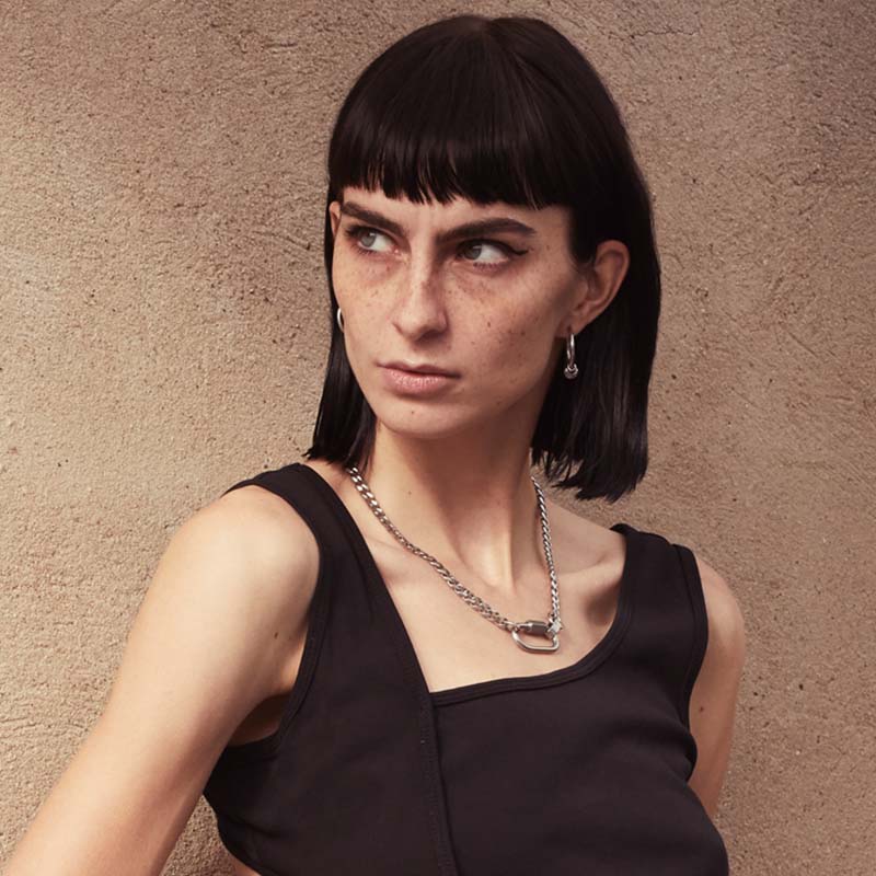 Screw Lock Necklace | Curb Chain Link Necklace | Maŕa Peralta Studio