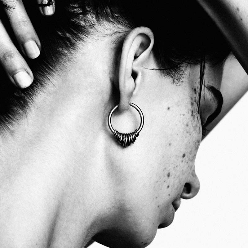 Silver Curb Chain Earring | Curb Hoop Earring | Maŕa Peralta Studio