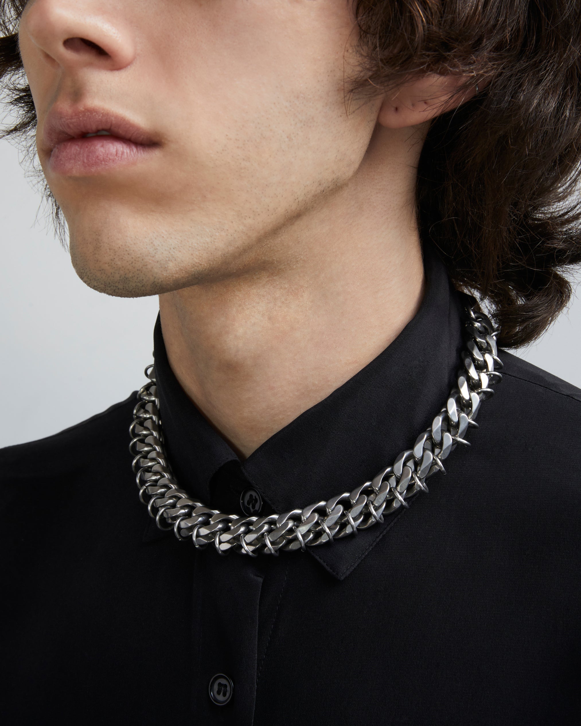 Curb Chain Necklace | Choker Silver Necklace | Maŕa Peralta Studio