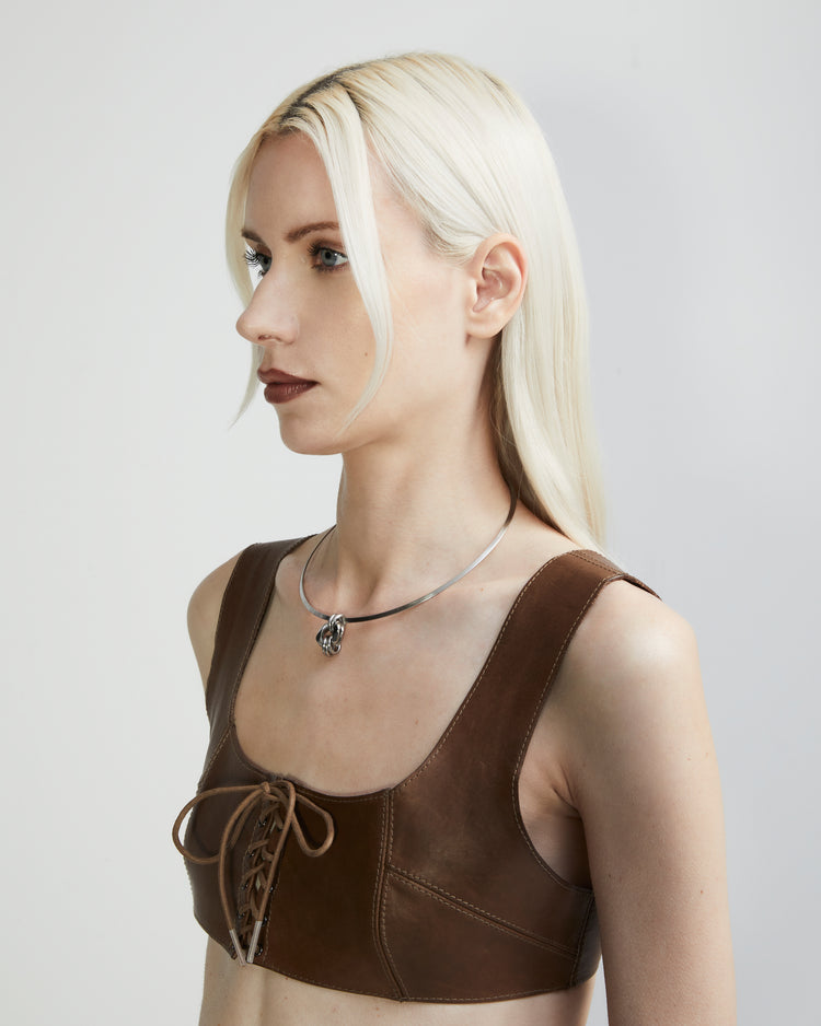 Steel Bar Choker Necklace | Chain Pendant Choker |Maŕa Peralta Studio