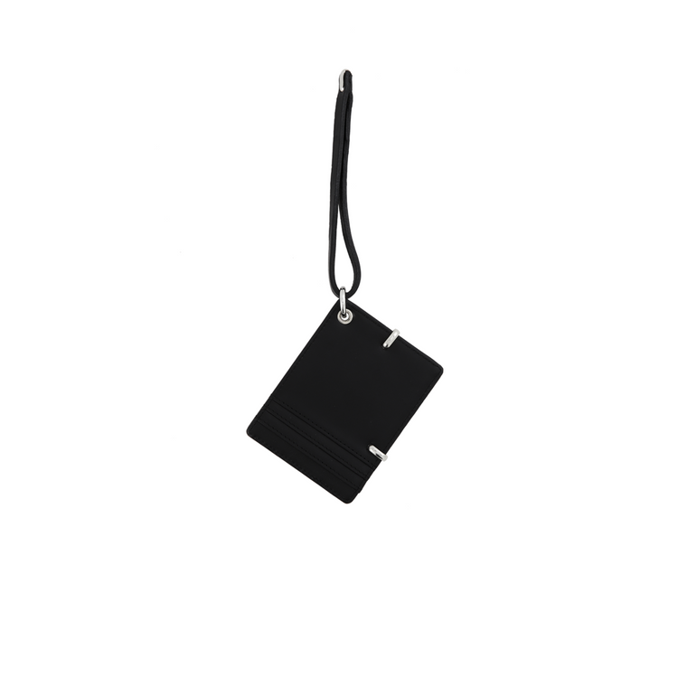 Black wallet with lanyard