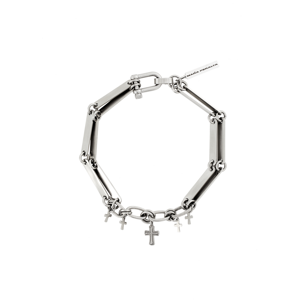 SILVER PLATE CROSS CHOKER 