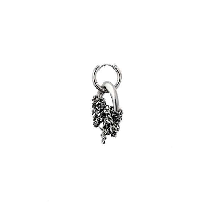 HOOP EARRING WITH KNOTTED SMALL CHAIN 