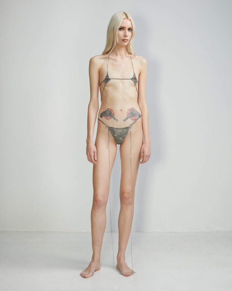Chain Mail Diamond Top | Curb Chain Holster Top | Maŕa Peralta Studio