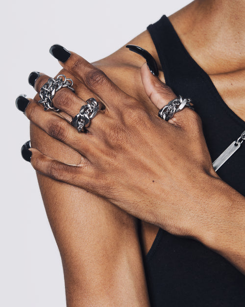 Curb Chain Ring | Stacked Chainmail Ring | Maŕa Peralta Studio